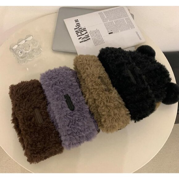 Faux Fur Beanie Hat for Women Cold Weather Cute Fuzzy Bear Ears Trendy Warm main image 7
